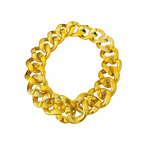 Bold chunky acrylic gold chain necklace in punk style featuring high-gloss finish for women