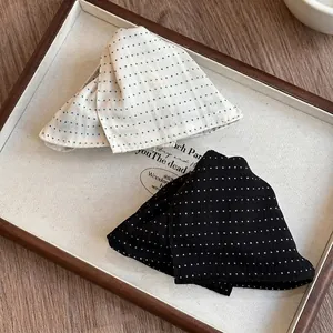 French style polka dot fabric bow hair claw clips in black and white set