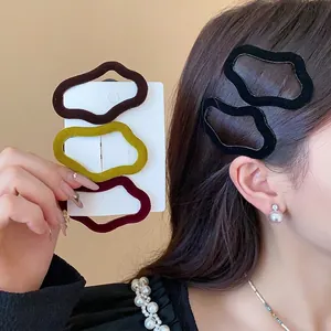 Minimalist Irregular Geometric Flocked Hair Clip BB Clip For Women Autumn Winter Fashion Hair Accessories Hairpin