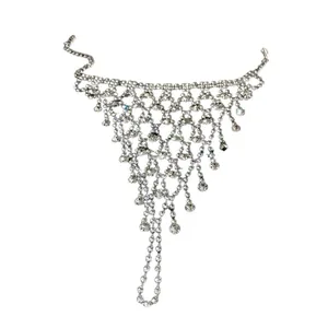 Sparkling rhinestone multi-layer fringe hand harness bracelet for women fashion jewelry.