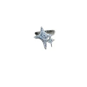Korean style sparkling cubic zirconia star ear clip for women with non-pierced ears
