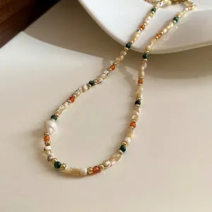 Böhmische Vintage Legierung Künstliche Perle Kristall Perlenkette Für Damen Geometrische Schlüsselbeinkette Handgefertigte Party Schmuck Zubehör