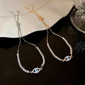 Vintage adjustable Evil Eye bracelets with sparkling zircons in gold and silver finish