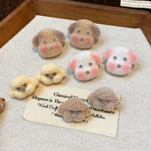 Handmade cute plush puppy dog stud earrings in various colors minimalist resin jewelry