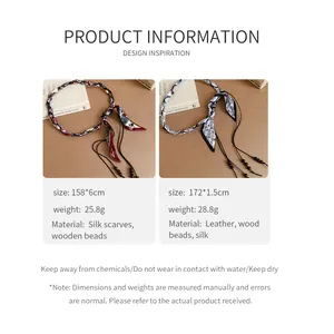 Bohemian silk scarf waist chain with wooden beads details and product specifications