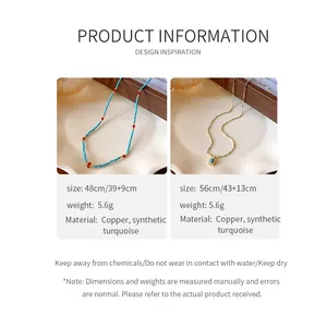 Spécifications détaillées des colliers turquoise vintage avec infos matières