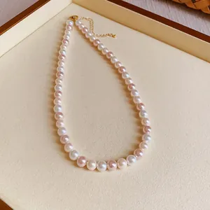 Elegant gradient pearl necklace with gold clasp for women stylish jewelry