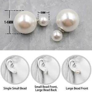 Pendientes de perlas de doble cara de 14mm y 8mm, tres estilos de uso versátiles.