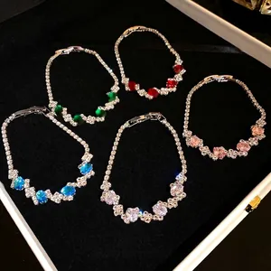 Elegant Irregular Oval Zirconia Clasp Bracelet For Women Fashion Copper Inlaid Zirconia Tennis Bracelet Jewelry Gift