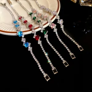 Luxurious multi-color zircon bracelets with irregular stones and secure oval buckles