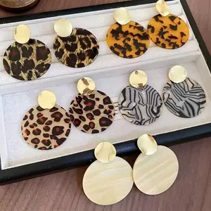Vintage leopard print and tortoiseshell Maillard style round stud earrings set