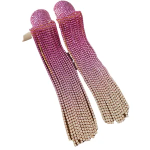Glamouröse Ohrringe mit rosa Farbverlauf, Strass und langen Fransen für elegante Damen