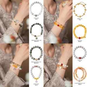Vielfalt an Kristall-Armbändern im neuen chinesischen Stil mit Zirkonia-Blütenanhängern