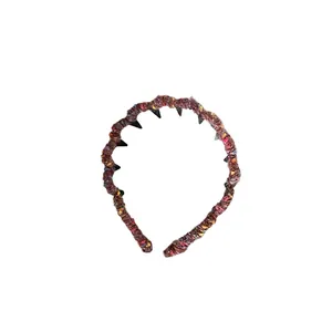 Chic autumn winter yarn wrapped wavy headband in brown colorful tones for hair styling
