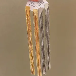 Elegant long gold and silver tassel earrings with geometric triangle studs for minimalist style