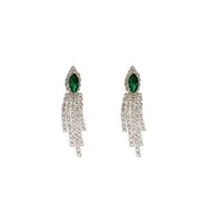 Élégantes boucles d'oreilles vintage à pampilles en strass vert émeraude pour femmes