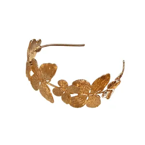 Elegante cerchietto per capelli con farfalla in metallo dorato, stile coreano chic.