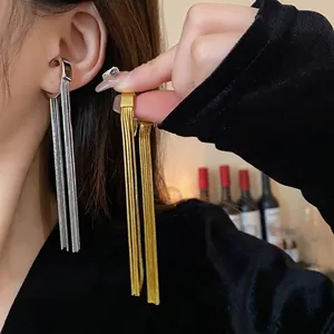Elegant metal tassel ear cuffs for non-pierced ears, available in gold and silver