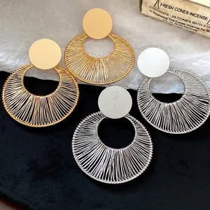Damen Westlicher Stil Runde Hohl Anhänger Ohrhänger Minimalistisch Geometrisch Drahtgewickelt Design Gold Silber Schmuck