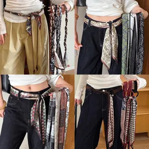 Retro Ethnic Woven Fabric Waist Chain With Paisley Print Tassels And Wood Beads Bohemian Belt For Women Vintage Style Accessory