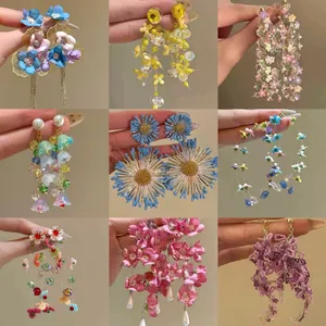 Fabric Flower Tassel Stud Earrings With 925 Sterling Silver Earring Post Artificial Pearl Waterdrop Temperament Vacation Style Jewelry