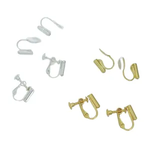 Adjustable screw and U-shaped earring converters for non-pierced ears in gold and silver