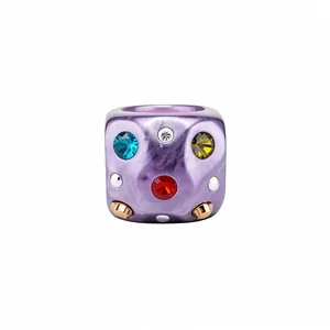 Unique purple wrinkled fashion ring with colorful rhinestones and minimalist charm.