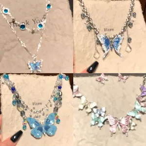 Collection of stylish handmade colorful butterfly pendant necklaces and fashion chokers for women