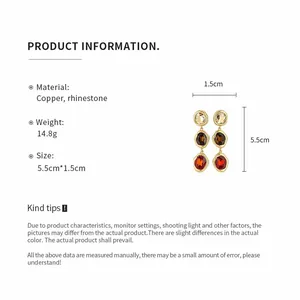 Product specification detail for vintage gold plated earrings with oval rhinestones