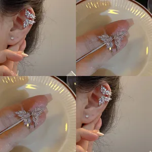 Eleganti Orecchini a Clip a Farfalla in Zirconia Senza Buco Moda Ali di Rame Orecchino per Cartilagine per Donna Gioielli Regalo