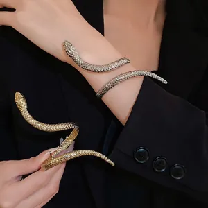 Unique twisted snake-shaped open bracelet set with realistic scale texture for women