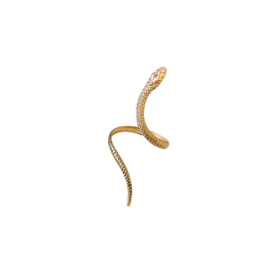 Elegant gold-tone snake-shaped wrap-around open bracelet with detailed scale texture