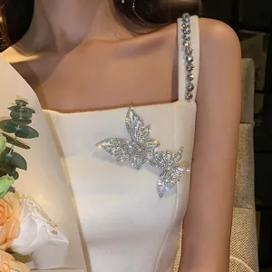 Vintage Stile di Corte Lega Farfalla Spilla per Donne Lucido Strass Intarsiato Spillo per Matrimonio Festa Elegante Gioielli Accessori
