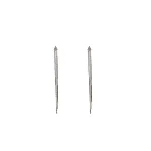 Elegant silver tassel earrings featuring triangular rhinestone studs on white background.