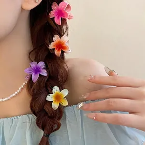 Mini Pinces à Cheveux Fleurs Dégradé Acrylique Petite Pince Requin Accessoires Cheveux Floraux Élégants pour Femmes Quotidien Fête