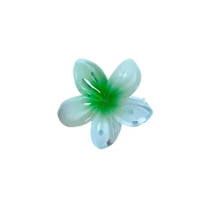 Mini pince à cheveux en forme de fleur avec dégradé vert et design élégant chic