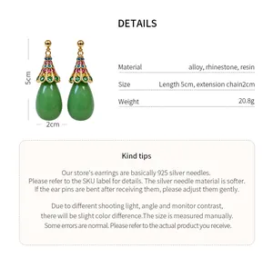 Vintage resin drop earrings with multi-colored rhinestones and 925 silver needles details