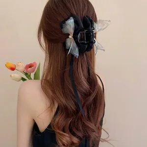 Wald-Stil Schmetterling Künstliche Perle Haarklammer Elegante Band-Quaste Shark Clip Für Damen Mode Kopfschmuck Haarschmuck