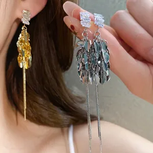 Orecchini Pendenti Lunghi Spiga di Grano con Perno in Argento Sterling 925 Zirconia Rame Orecchini a Nappina per Donna Gioielli