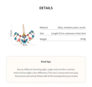 Detailed size and material specifications for traditional Chinese butterfly flower pearl hairpin