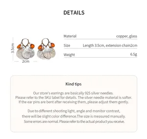 Product details and specifications for retro glass petal tassel earrings with silver needles