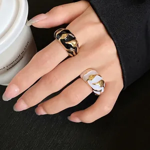 Vintage Tropföl-Ring mit unregelmäßigem Goldmuster, offener Luxusschmuck für Damen
