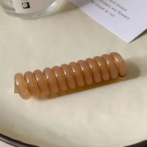 Elastico per capelli a treccia a bolle stile cavo telefonico in beige marrone moderno