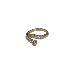 Luxury gold plated zircon pavé nail shaped spiral open ring for women fashion jewelry