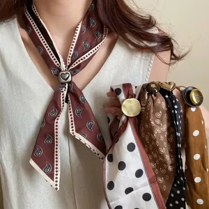 Collana Foulard Retrò a Pois da Donna Tessuto in Poliestere Motivo Paisley Girocollo con Nappe Accessorio da Collo Vintage Artistico