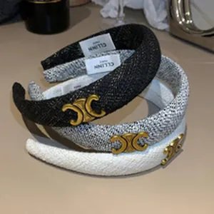 Woven texture headbands with decorative golden vintage buckle detail