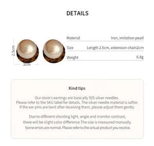 Detailed specs of leopard print pearl earrings with 925 silver needles