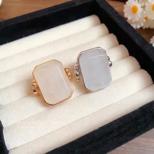 Anello Minimalista con Pietra Naturale Quadrata per Donna Anello in Lega Geometrica Placcato Oro Argento Gioielli Eleganti