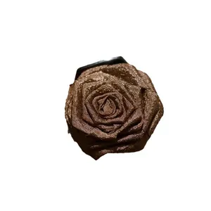 Elegant dark brown fabric rose hair claw clip with acrylic base for women's fashion accessory