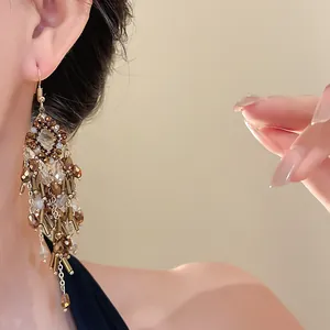 Vintage style bronze beaded multi-layer tassel earrings for an elegant luxe look